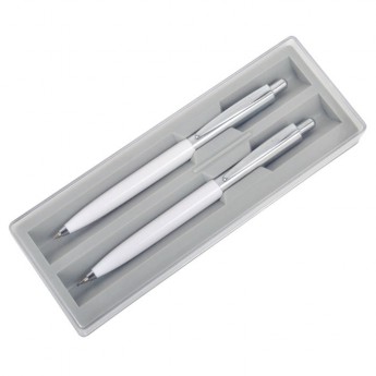Купить BUSINESS SET, набор: ручка шариковая и карандаш механический, белый/серебристый, металл/пластик