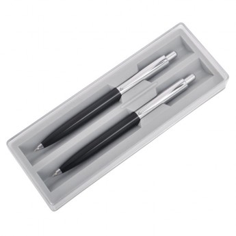 Купить BUSINESS SET, набор: ручка шариковая и карандаш механический, черный/серебристый, металл/пластик