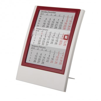 Купить Календарь настольный на 2 года; белый с красным; 12,5х16 см; пластик; шелкография, тампопечать