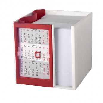 Купить Календарь настольный  на 2 года с кубариком; белый с красным; 11х10х10 см; пластик; шелкография, там
