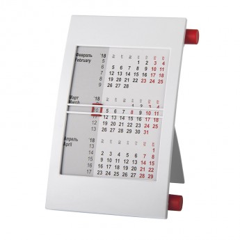Купить Календарь настольный на 2 года; белый с красным; 18х11 см; пластик; тампопечать, шелкография