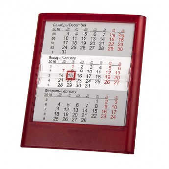 Купить Календарь настольный на 2 года ; прозрачно-красный; 12,5х16 см; пластик; тампопечать, шелкография