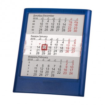 Купить Календарь настольный на 2 года; прозрачно-синий; 12,5х16 см; пластик; тампопечать, шелкография