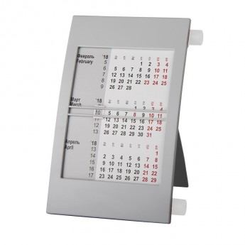 Купить Календарь настольный на 2 года; серый с белым ; 18х11 см; пластик; шелкография, тампопечать