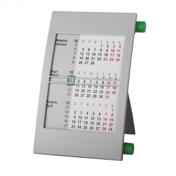 Купить Календарь настольный на 2 года; серый с зеленым; 18х11 см; пластик; шелкография, тампопечать
