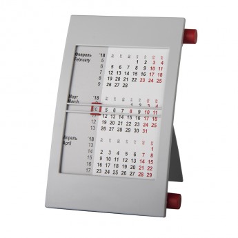 Купить Календарь настольный на 2 года; серый с красным; 18х11 см; пластик; шелкография, тампопечать