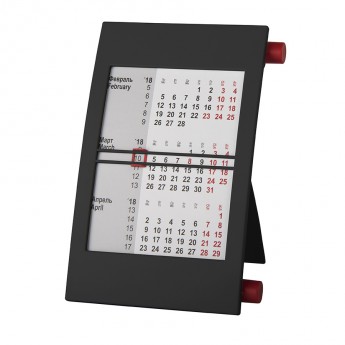 Купить Календарь настольный на 2 года; черный с красным; 18х11 см; пластик; тампопечать, шелкография