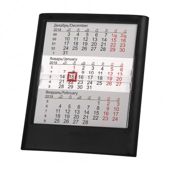 Купить Календарь настольный на 2 года; черный; 12,5х16 см; пластик; тампопечать, шелкография
