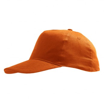 Бейсболка "Sunny" 5 клиньев, оранжевый, 100% хлопок, 180г/м2, с логотипом 