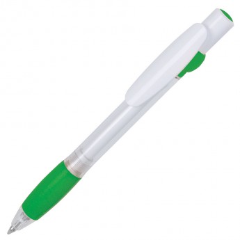 Купить ALLEGRA SWING, ручка шариковая, зеленый/белый, прозрачный корпус, белый барабанчик, пластик