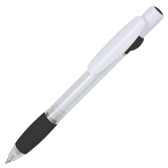 Купить ALLEGRA SWING, ручка шариковая, черный/белый, прозрачный корпус, белый барабанчик, пластик