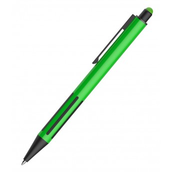 Купить IMPRESS TOUCH, ручка шариковая со стилусом, зеленый/черный, алюминий, пластик, прорезиненный грип