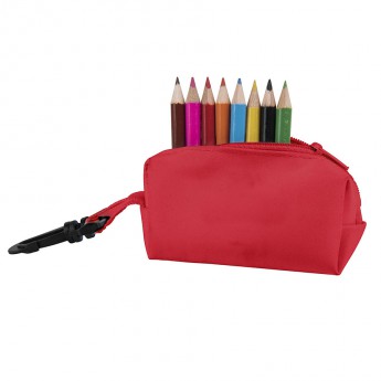 Купить Набор цветных карандашей (8шт) с точилкой MIGAL в чехле, красный, 4,5х10х4 см, дерево, полиэстер