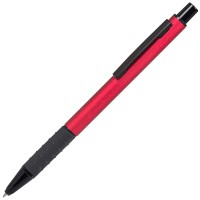 CACTUS, ручка шариковая, красный/черный, алюминий, прорезиненный грип