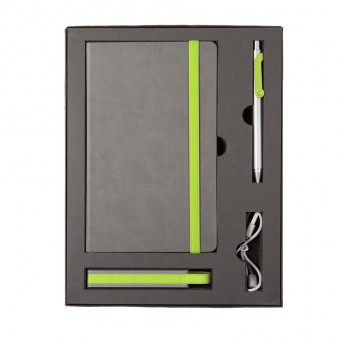Купить Набор  FANCY:универсальное зарядное устройство(2200мАh), блокнот и ручка в подарочной коробке,зелены
