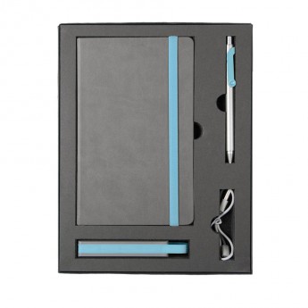 Купить Набор  FANCY:универсальное зарядное устройство(2200мАh), блокнот и ручка в подарочной коробке,голубо