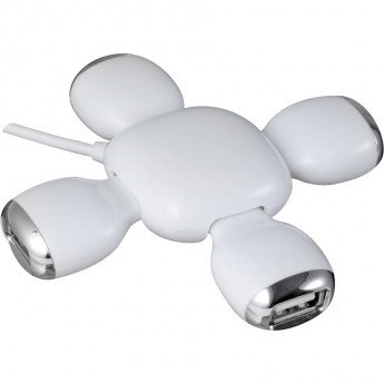 Купить USB-разветвитель (длина провода 80см); белый; 9,5х9,5х2 см; пластик; тампопечать