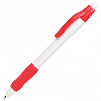 Купить N4, ручка шариковая с грипом, белый/красный, пластик