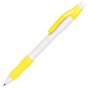 Купить N4, ручка шариковая с грипом, белый/желтый, пластик