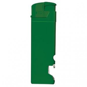 Купить Зажигалка пьезо ISKRA с открывалкой, зеленая, 8,2х2,5х1,2 см, пластик/тампопечать