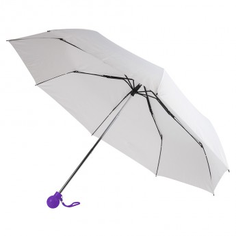 Купить Зонт складной FANTASIA, механический, белый с фиолетовой ручкой