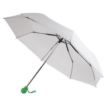 Купить Зонт складной FANTASIA, механический, белый с зеленой ручкой