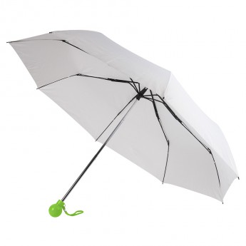 Купить Зонт складной FANTASIA, механический, белый со светло-зеленой ручкой