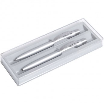Купить ALPHA SET, набор в футляре:ручка шариковая и карандаш механический, серебристый, металл/пласт