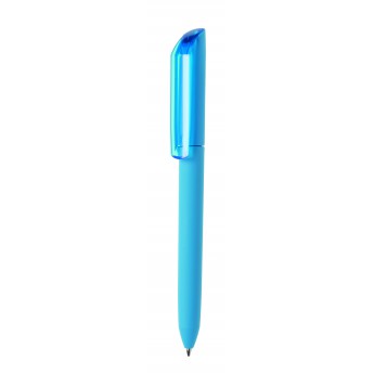 Купить Ручка шариковая FLOW PURE, бирюзовый корпус/прозрачный клип, покрытие soft touch, пластик