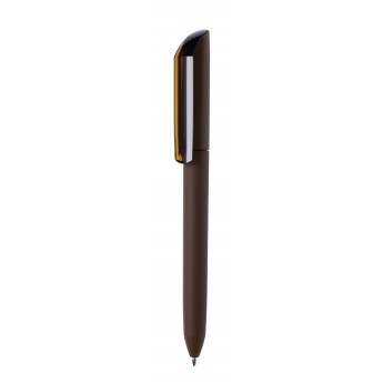 Купить Ручка шариковая FLOW PURE,коричневый корпус/прозрачный клип, покрытие soft touch, пластик