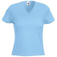 Футболка "Lady-Fit V-Neck T", небесно-голубой_S, 95% х/б, 5% эластан, 210 г/м2 