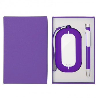 Купить Набор SEASHELL-2:универсальное зарядное устройство(6000 mAh) и ручка в подарочной коробке,фиолетовый