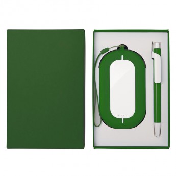 Купить Набор SEASHELL-2:универсальное зарядное устройство(6000 mAh) и ручка в подарочной коробке,зеленый
