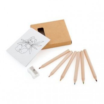 Купить Набор цветных карандашей с раскрасками и точилкой, 7,4х9х1,5см, дерево, картон, бумага