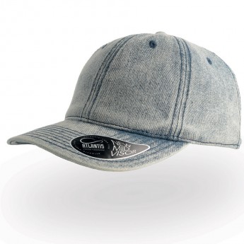 Бейсболка "DAD HAT", потертый джинс, 6 клиньев, 100% хлопок, 280грм2, металлическая застежка, с логотипом 