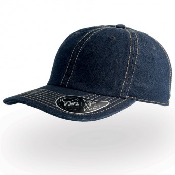 Бейсболка "DAD HAT", темный джинс, 6 клиньев, 100% хлопок, 280грм2, металлическая застежка, с логотипом 