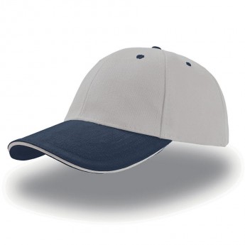 Бейсболка "LIBERTY SANDWICH", серый с синим; 100% хлопок; 250г/м2/, с логотипом 