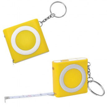 Купить Брелок-рулетка (1м) с фонариком; желтая, 5х5х1,2см, пластик 