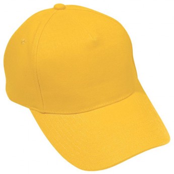 Бейсболка "Премиум", 5 клиньев, металлическая застежка; желтый; 100% хлопок; плотность 350 г/м2, с логотипом 