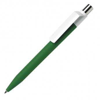 Купить Ручка шариковая DOT, зеленый корпус/белый клип, soft touch покрытие, пластик