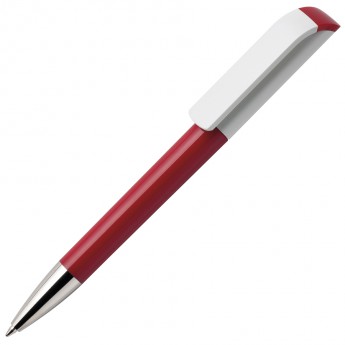 Купить Ручка шариковая TAG, красный корпус/белый клип, пластик