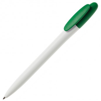 Купить Ручка шариковая BAY, белый корпус/зеленый клип, непрозрачный пластик