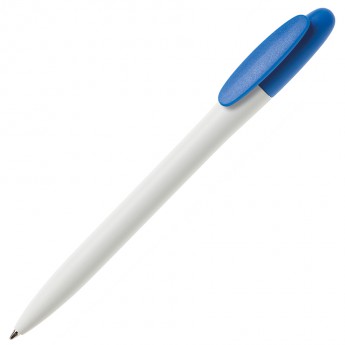 Купить Ручка шариковая BAY, белый корпус/лазурный клип, непрозрачный пластик