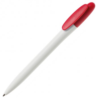 Купить Ручка шариковая BAY, белый корпус/красный клип, непрозрачный пластик