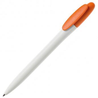 Купить Ручка шариковая BAY, белый корпус/оранжевый клип, непрозрачный пластик