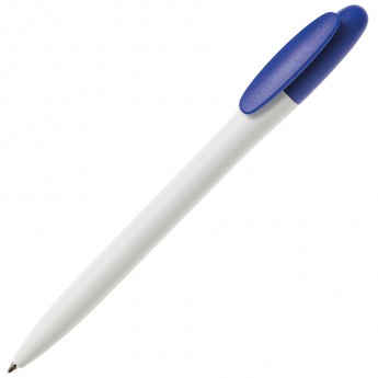 Купить Ручка шариковая BAY, белый корпус/синий клип, непрозрачный пластик