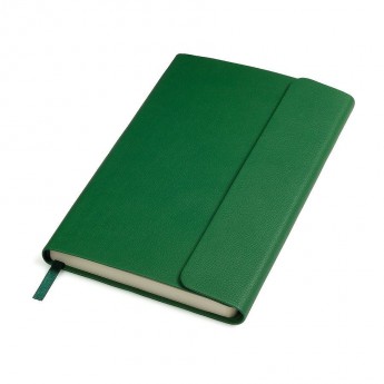 Купить Бизнес-блокнот "Creative", 130*210 мм,  зеленый, на магнитах, нелинованный блок, тиснение 