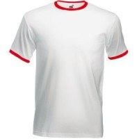 Футболка "Ringer T", белый с красным_2XL, 100% х/б, 160 г/м2 