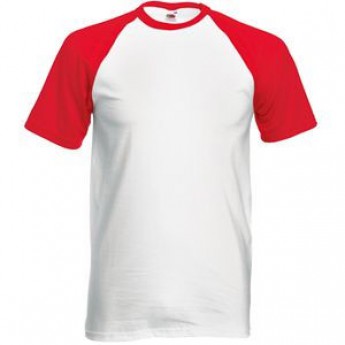 Купить Футболка "Short Sleeve Baseball T", белый с красным_2XL, 100% х/б, 160 г/м2 