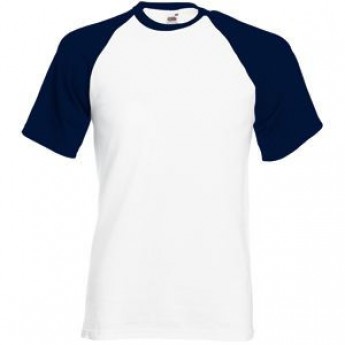 Купить Футболка "Short Sleeve Baseball T", белый с глубоким темно-синим_2XL, 100% х/б, 160 г/м2 